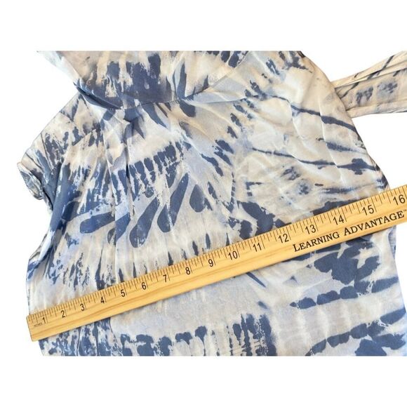 LUUKSE Tie Front Crop Top M Blue Gray Tie Dye Long Sleeve Festival Boho Shirt - Picture 8 of 8
